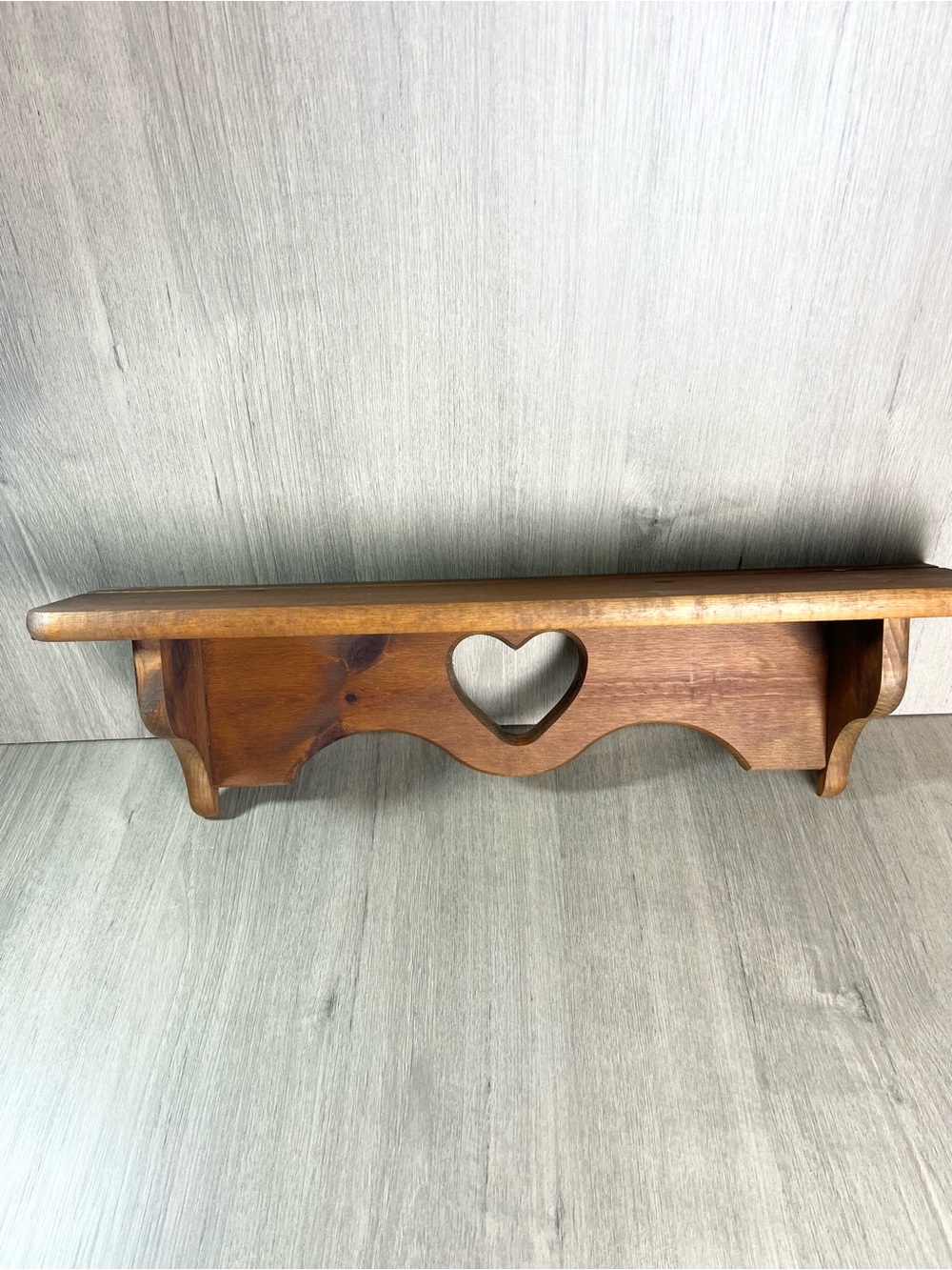 Vintage Country Heart Shelf solid wood 23.5” long 1990s
